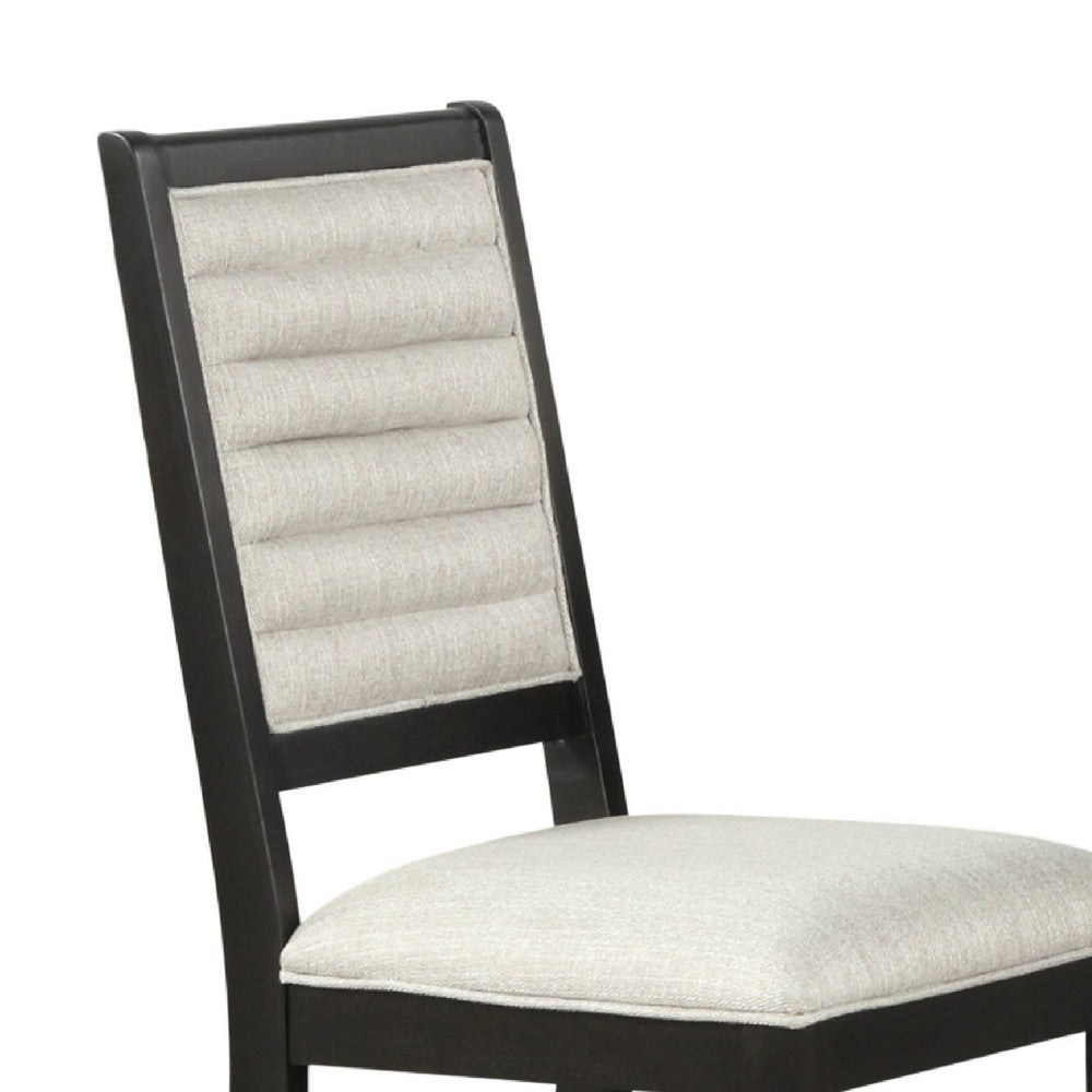 Benjara Pex Dining Side Chair Set of 2, Channel Tufted Back, Espresso Brown
