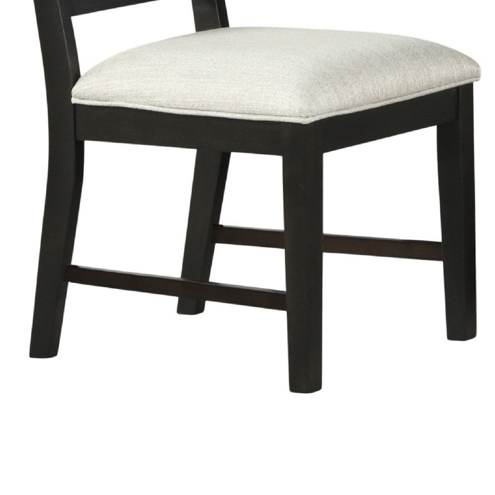 Benjara Pex Dining Side Chair Set of 2, Channel Tufted Back, Espresso Brown
