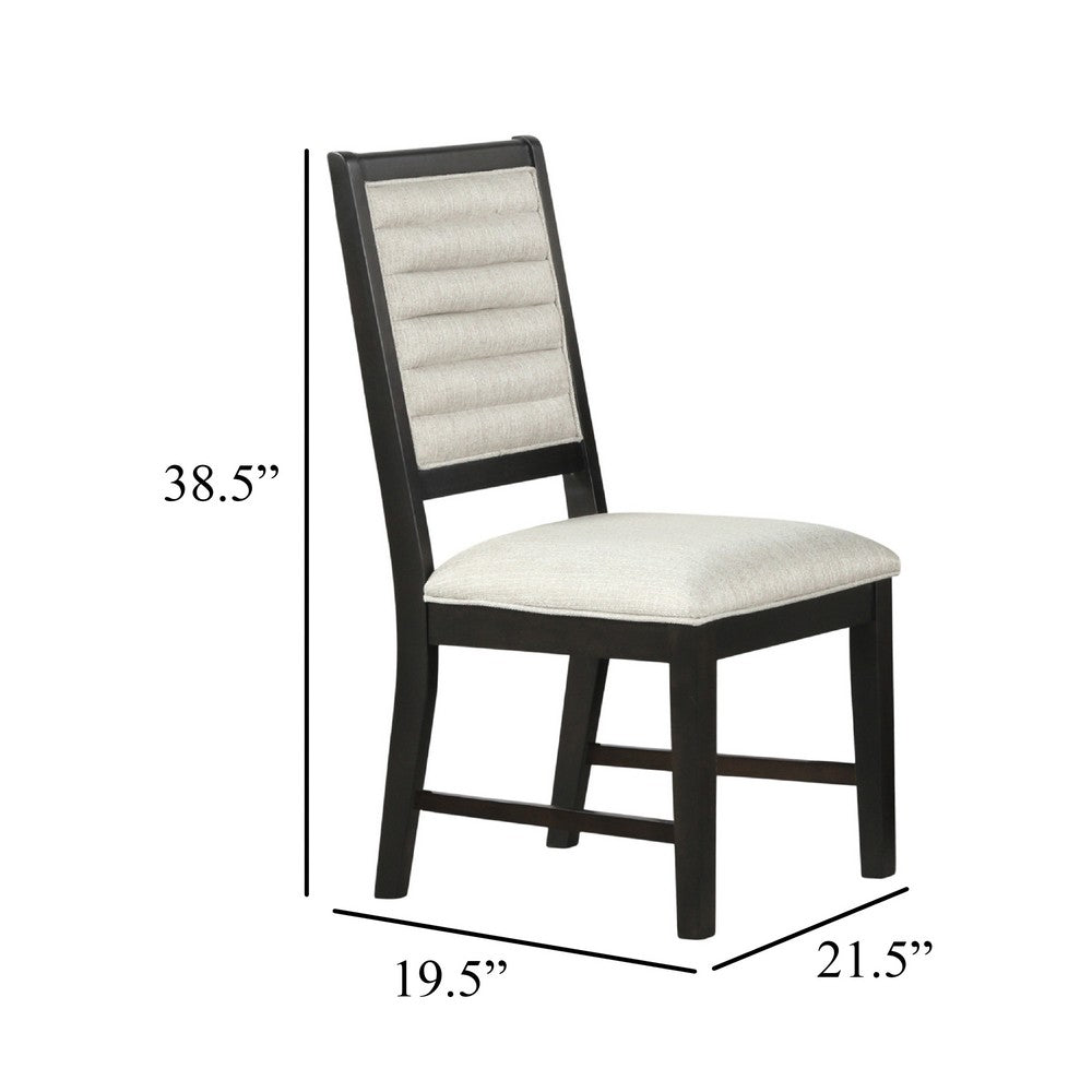 Benjara Pex Dining Side Chair Set of 2, Channel Tufted Back, Espresso Brown