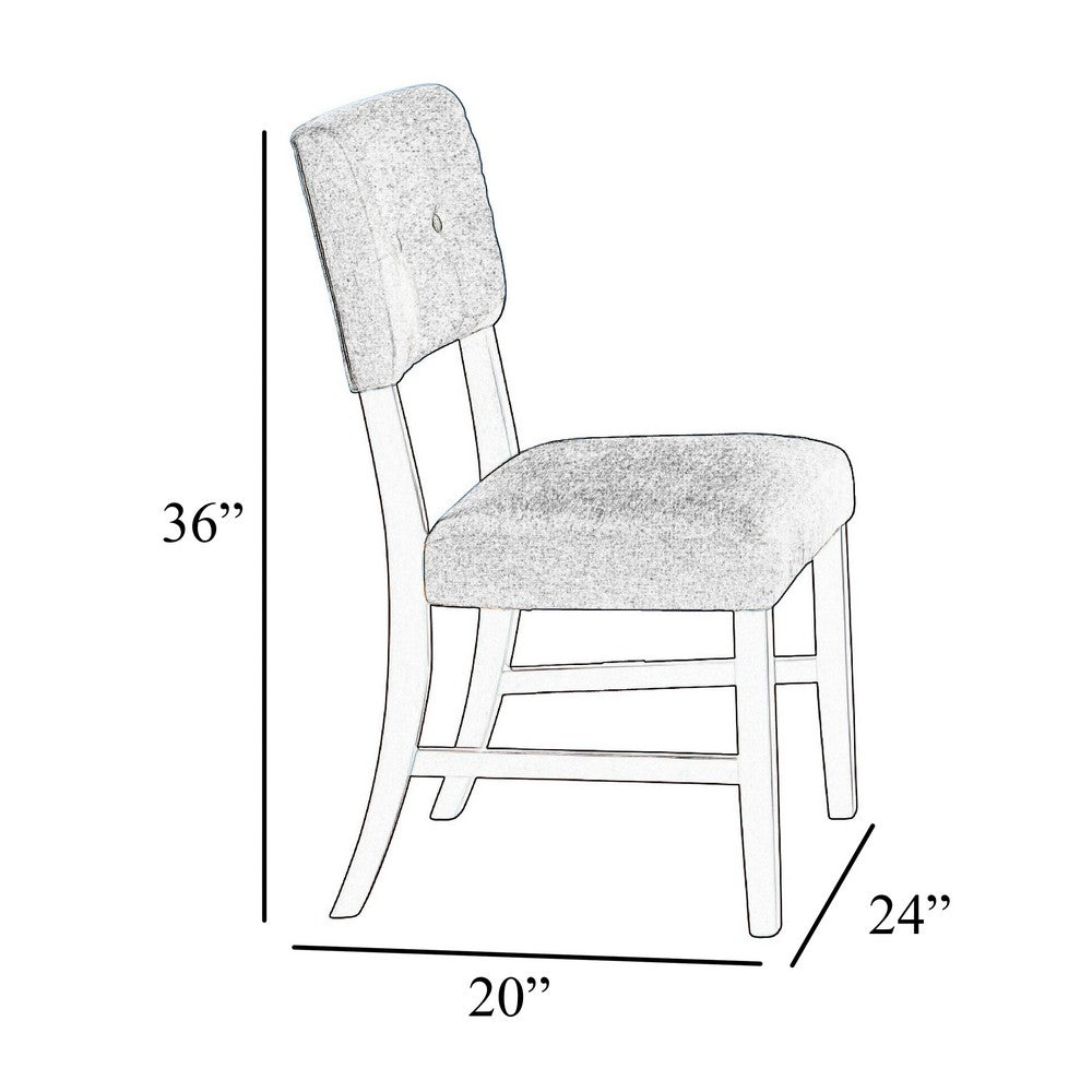 Benjara Tery Dining Side Chair Set of 2, Tufted Brown Backrest, Cherry Brown