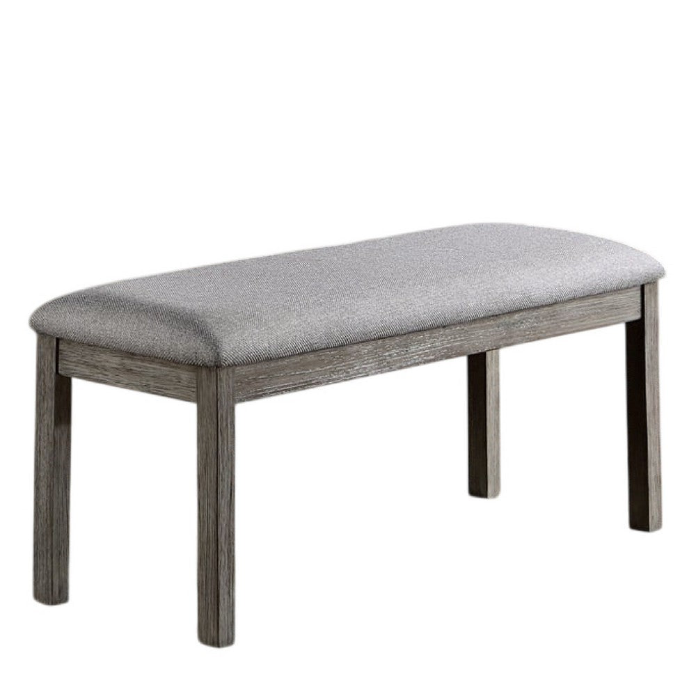 Benjara Lais 6pc Dining Table Set with Bench, 4 Ladderback Chairs, Rustic Gray