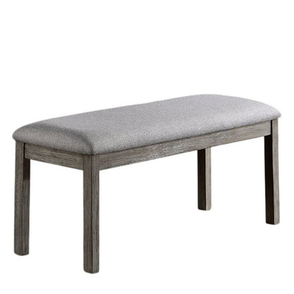 Benjara Lais 6pc Dining Table Set with Bench, 4 Ladderback Chairs, Rustic Gray