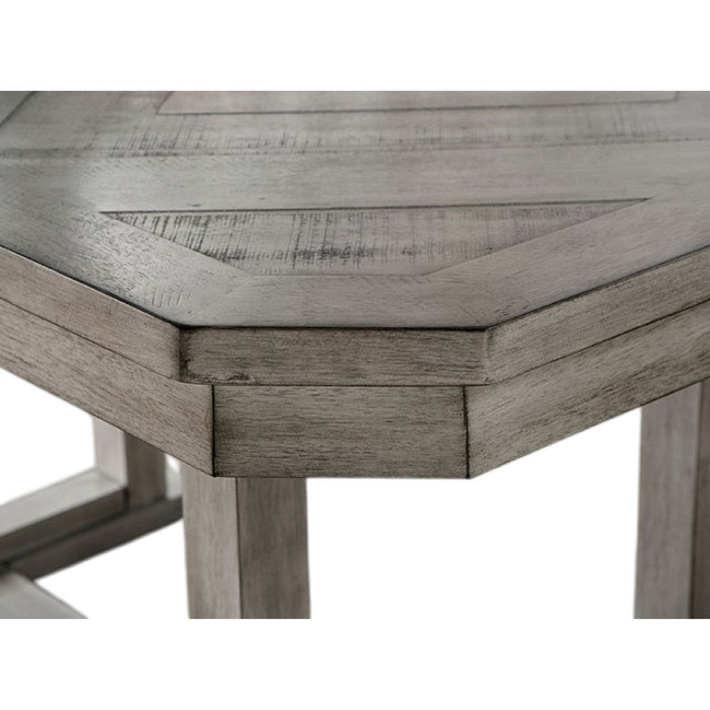 Benjara Lais 7pc Dining Table Set with 6 Ladderback Chairs, Rustic Gray
