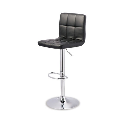 Benjara Beal Swivel Barstool Set of 2, Black Faux Leather, 24-33 Extra Tall Seat