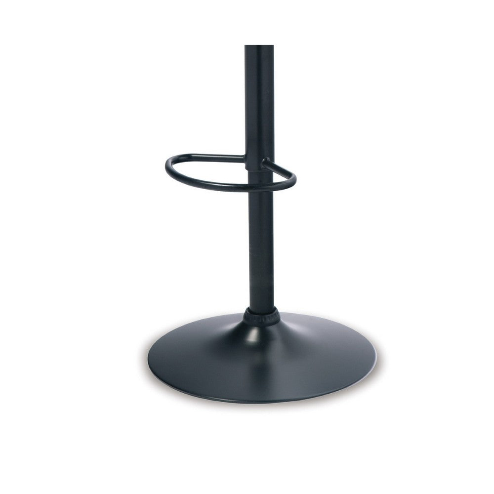 Benjara Beal Swivel Barstool Chair, Brown Faux Leather, Black, 26-34 Adjustable
