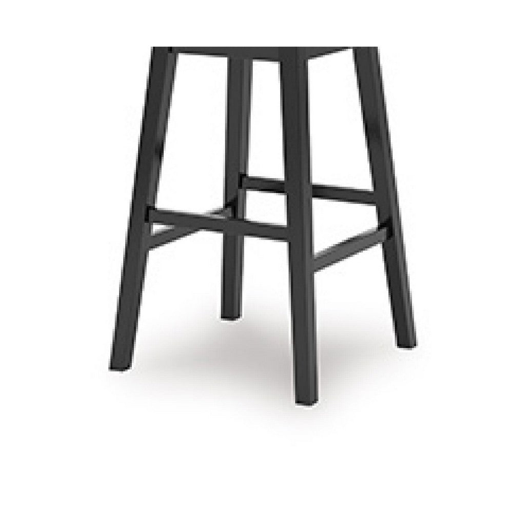 Benjara Fleur Swivel Barstool Chair Set of 2, Butcher Block Seat, Black Frame