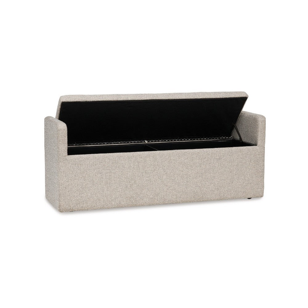 Benjara Dani Ottoman Bench, 2 Bolster Pillows And Hidden Storage, Beige 62 Inch