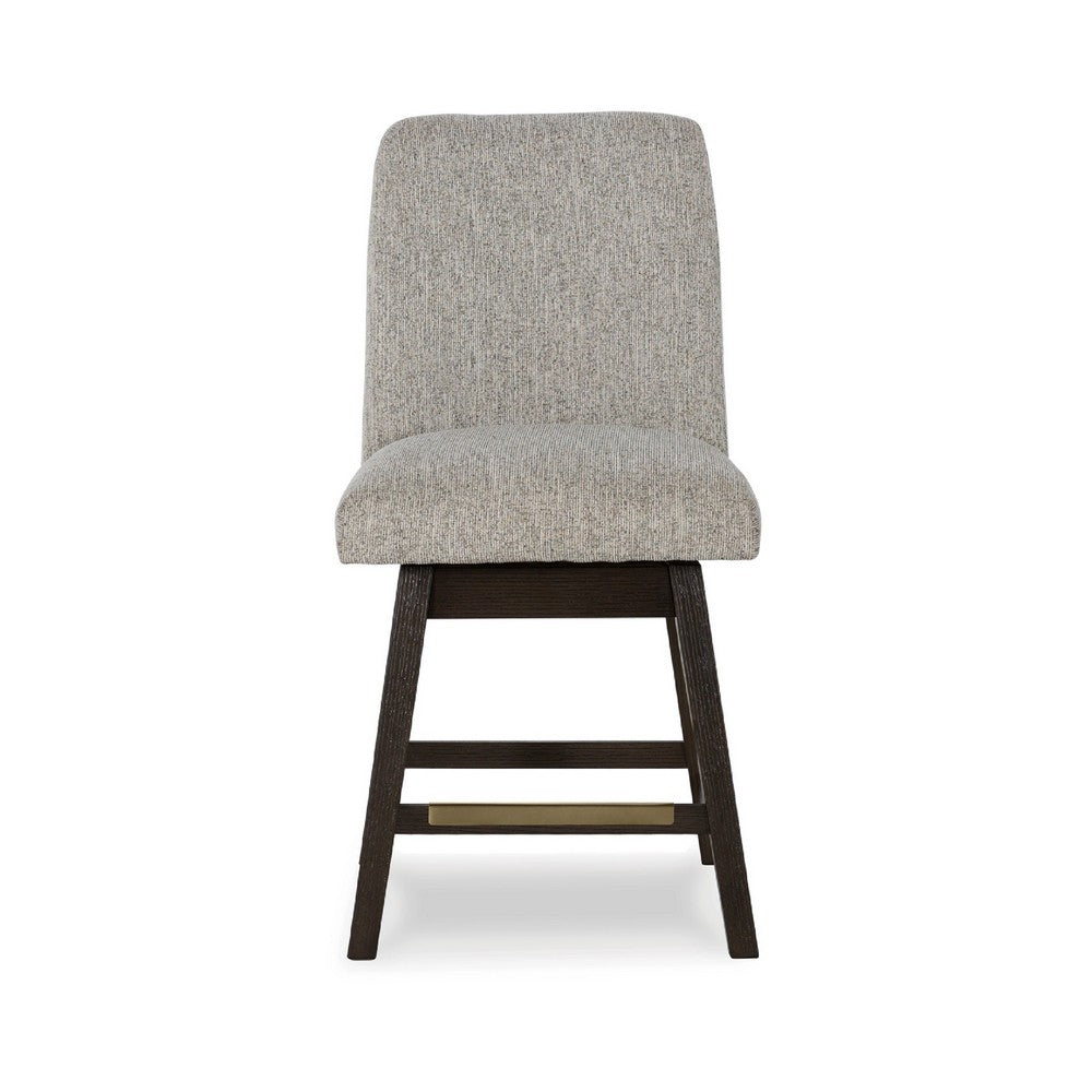 Benjara Haus Swivel Counter Height Chair Set of 2, Beige Foam Seats, Dark Brown