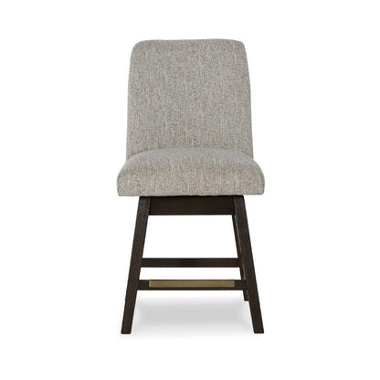 Benjara Haus Swivel Counter Height Chair Set of 2, Beige Foam Seats, Dark Brown