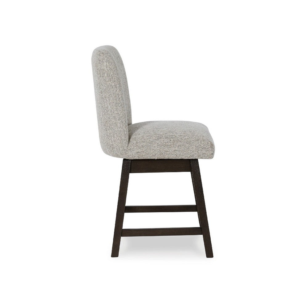 Benjara Haus Swivel Counter Height Chair Set of 2, Beige Foam Seats, Dark Brown