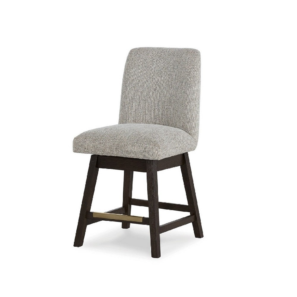 Benjara Haus Swivel Counter Height Chair Set of 2, Beige Foam Seats, Dark Brown