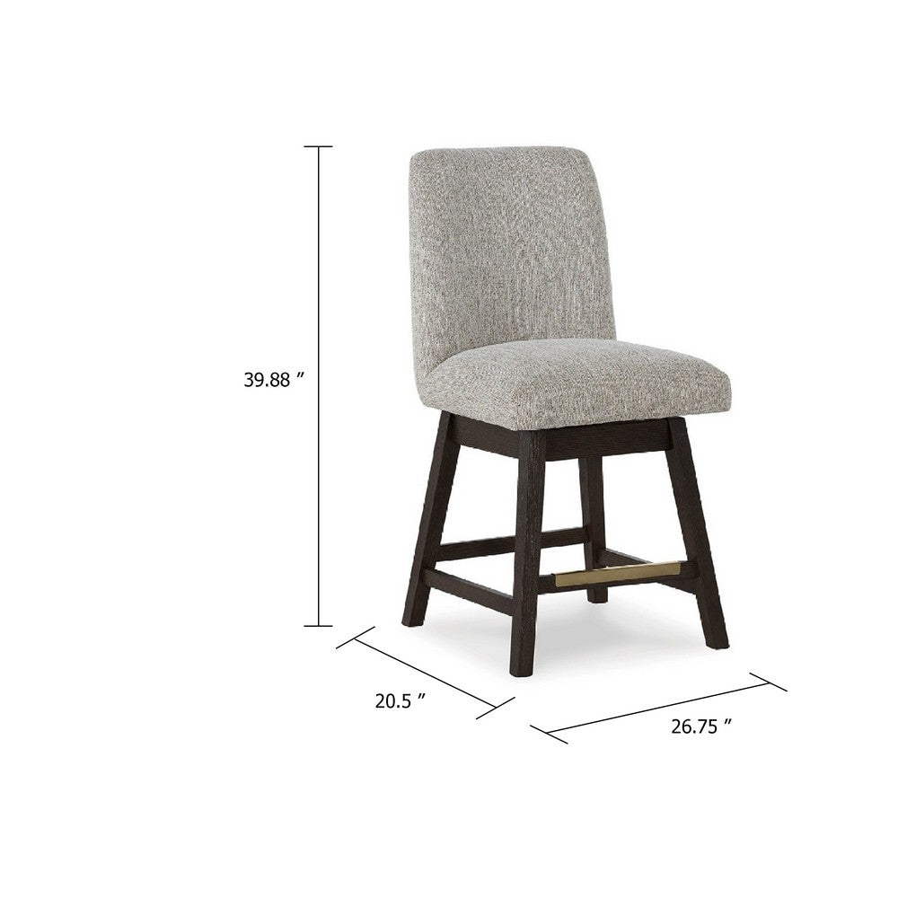 Benjara Haus Swivel Counter Height Chair Set of 2, Beige Foam Seats, Dark Brown