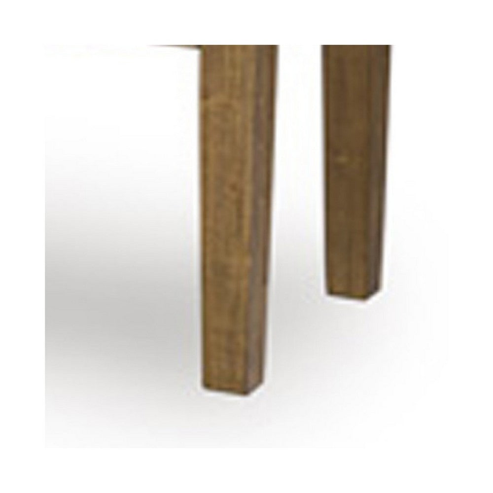 Benjara Fori Dining Bench, 50 Inch Faux Leather Seat, Light Brown Tapered Legs