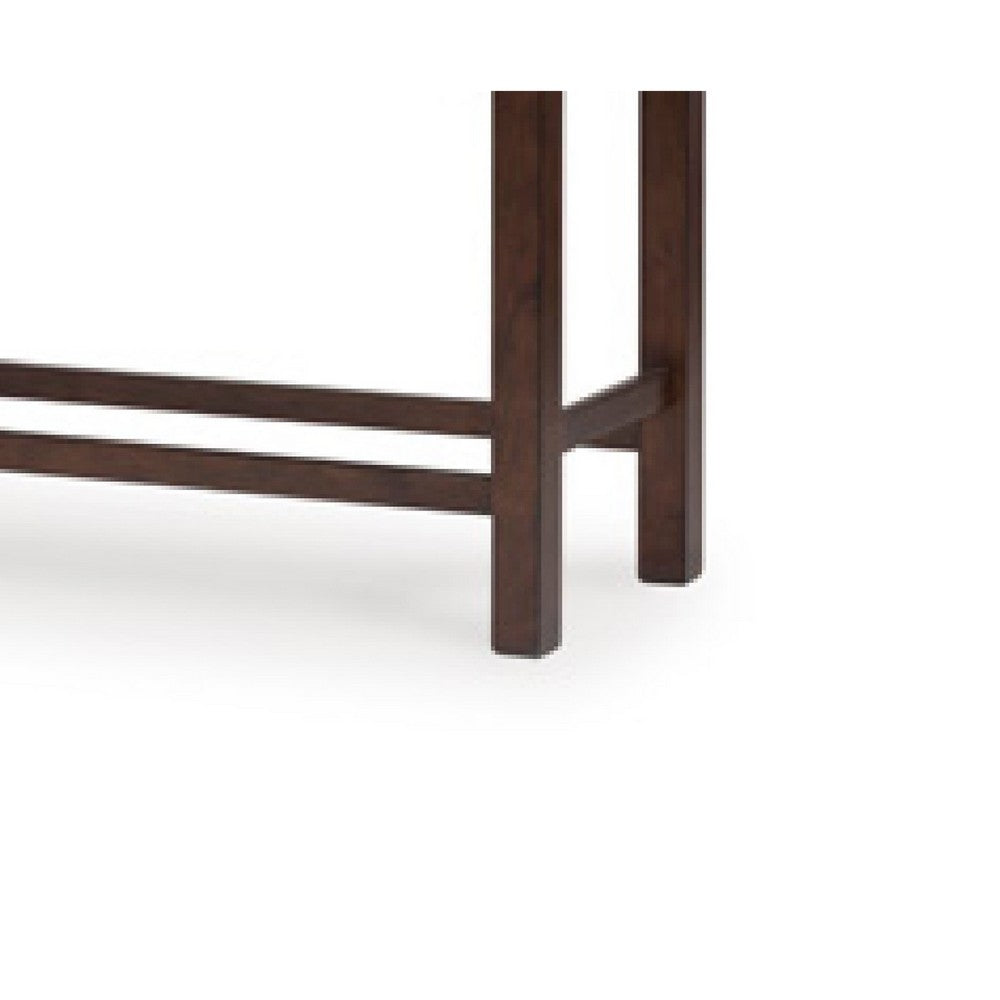 Benjara Rex Counter Height Bench, 48 Inch Light Brown Plank Seat, Dark Brown