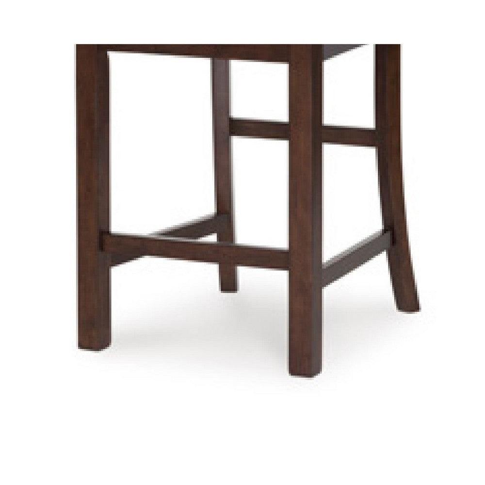 Benjara Rex Counter Height Chair Set of 2, Light Brown Plank Seat, Dark Brown