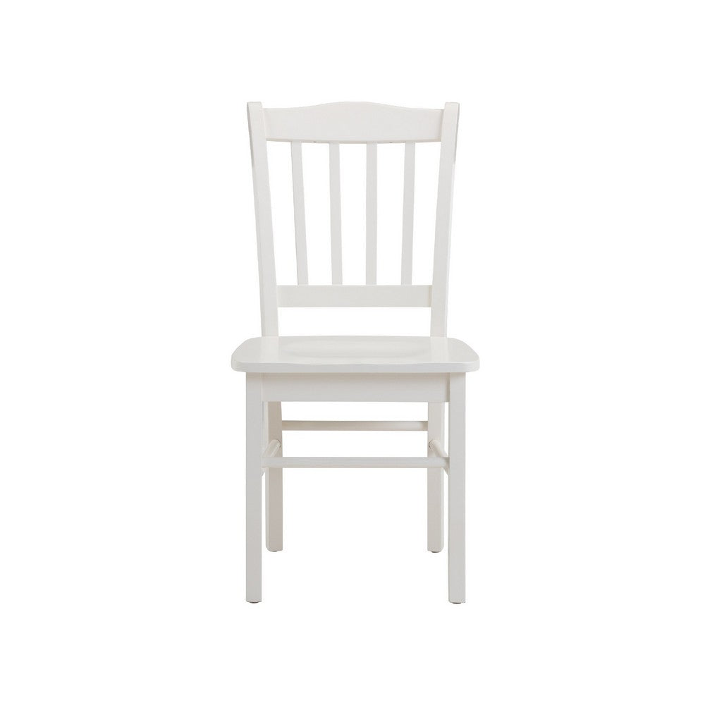 Benjara Nova Dining Side Chair Set of 2, Shaker Style, Cream White Wood