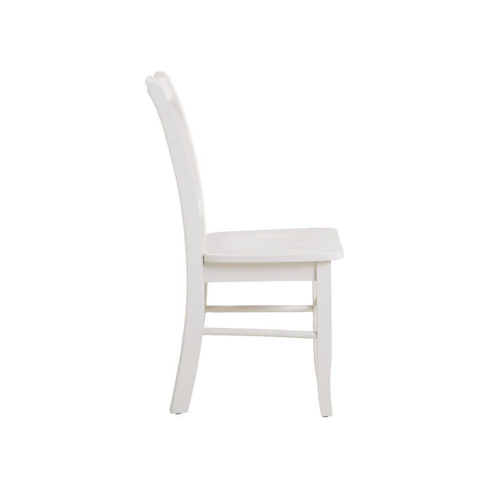 Benjara Nova Dining Side Chair Set of 2, Shaker Style, Cream White Wood