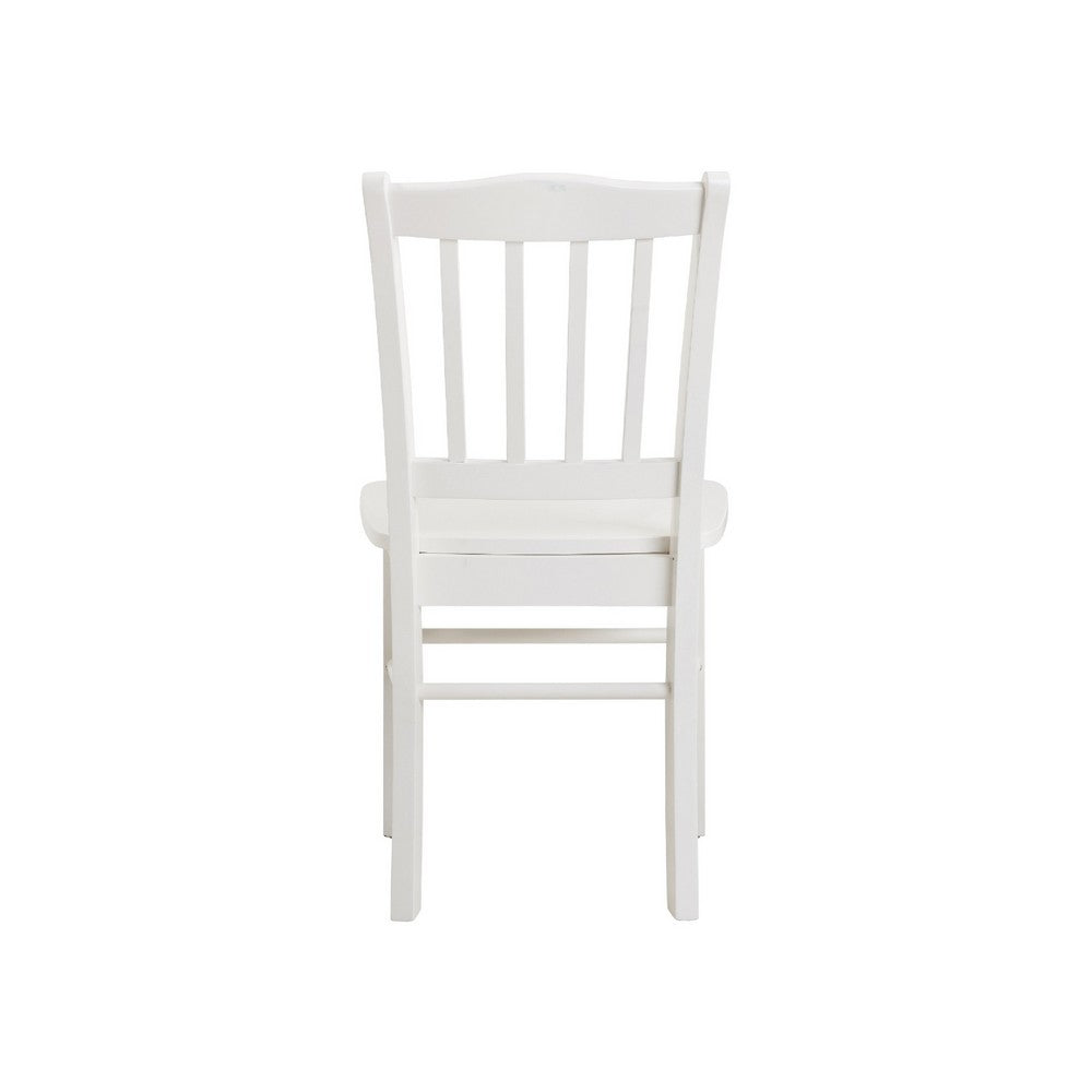 Benjara Nova Dining Side Chair Set of 2, Shaker Style, Cream White Wood