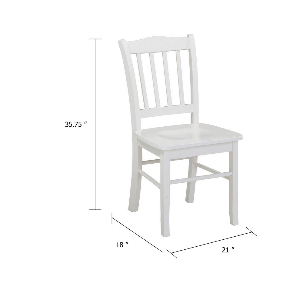 Benjara Nova Dining Side Chair Set of 2, Shaker Style, Cream White Wood