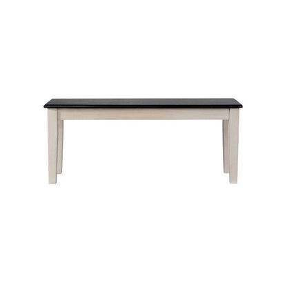 Benjara Nova Dining Bench, 44 Inch Euro Black Ash Wood Seat, Antique White