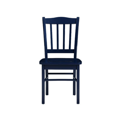Benjara Nova Dining Side Chair Set of 2, Shaker Style, Farmhouse Navy Blue Wood