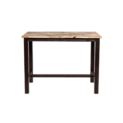 Benjara Amber Pub Table, 47 Inch Rectangular Top, Espresso Brown Trestle Base
