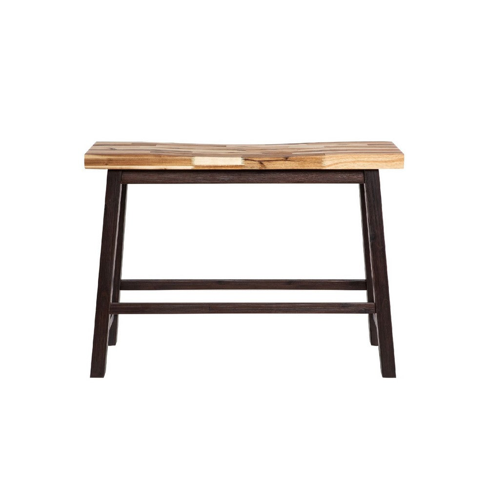 Benjara Amber Counter Height Bench, 33 Inch Natural Brown Seat, Espresso Brown
