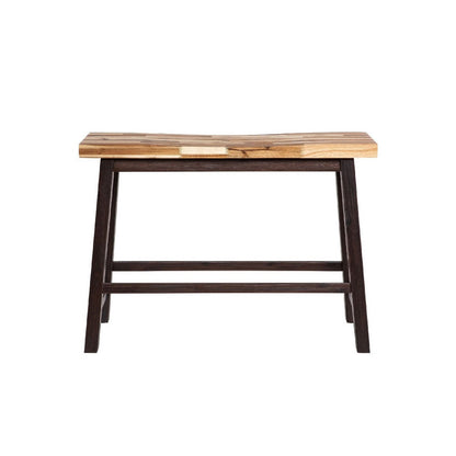 Benjara Amber Counter Height Bench, 33 Inch Natural Brown Seat, Espresso Brown