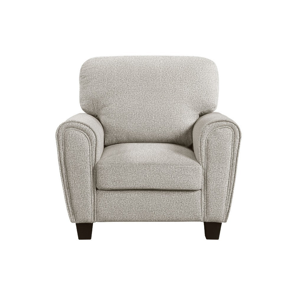 Benjara Loi Sofa Armchair with Reversible Cushion, Transitional Gray Chenille