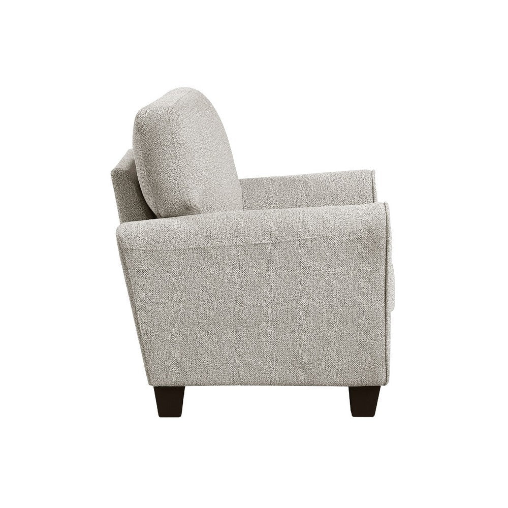 Benjara Loi Sofa Armchair with Reversible Cushion, Transitional Gray Chenille