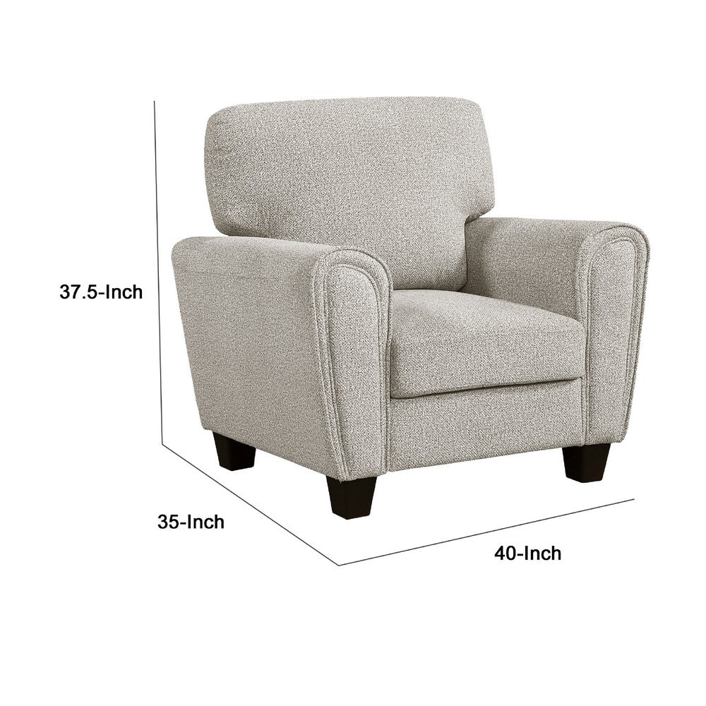 Benjara Loi Sofa Armchair with Reversible Cushion, Transitional Gray Chenille