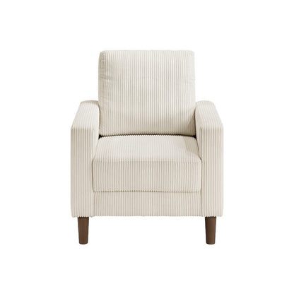 Benjara Cey Sofa Armchair, Beige Corduroy Upholstery, Modern Style Brown Legs