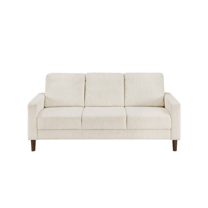 Benjara Cey Sofa, Beige Corduroy Upholstery, Modern Style Brown Legs, 77 Inch