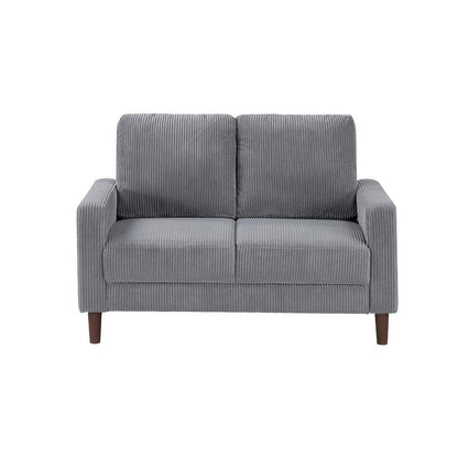 Benjara Cey Sofa Armchair, Gray Corduroy Upholstery, Modern Style Brown Legs