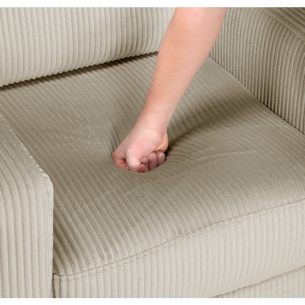 Benjara Cey Sofa Armchair, Taupe Corduroy Upholstery, Modern Style Brown Legs