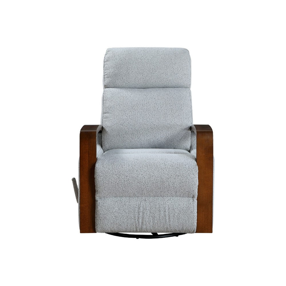 Benjara Mery Swivel Glider Manual Reclining Chair, Light Gray Boucle Fabric