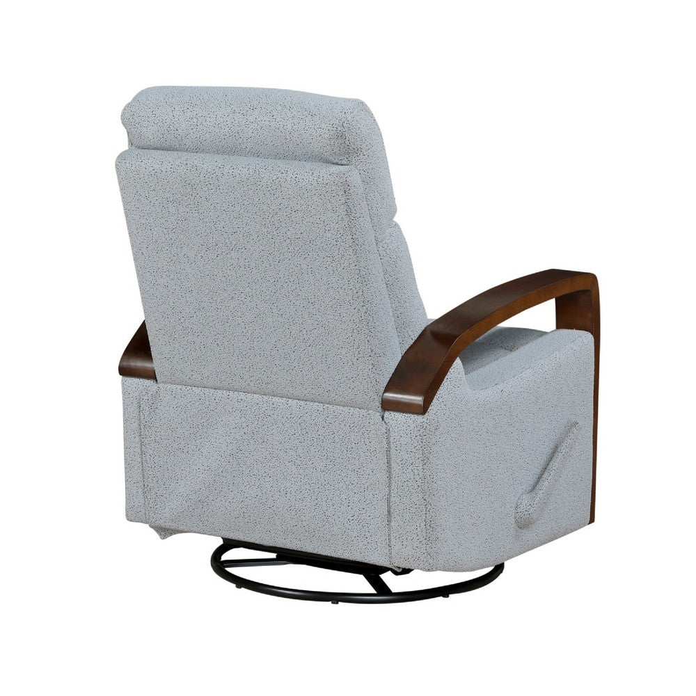 Benjara Mery Swivel Glider Manual Reclining Chair, Light Gray Boucle Fabric