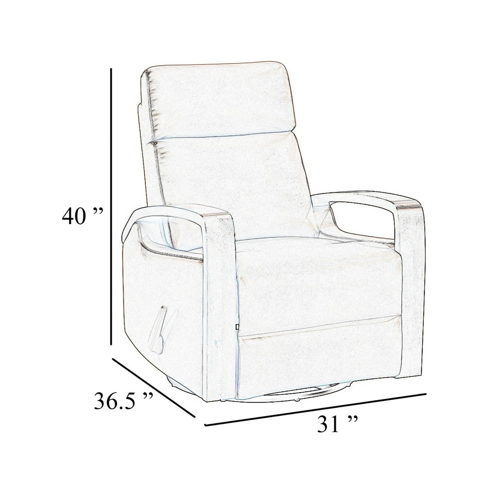 Benjara Mery Swivel Glider Manual Reclining Chair, Light Gray Boucle Fabric