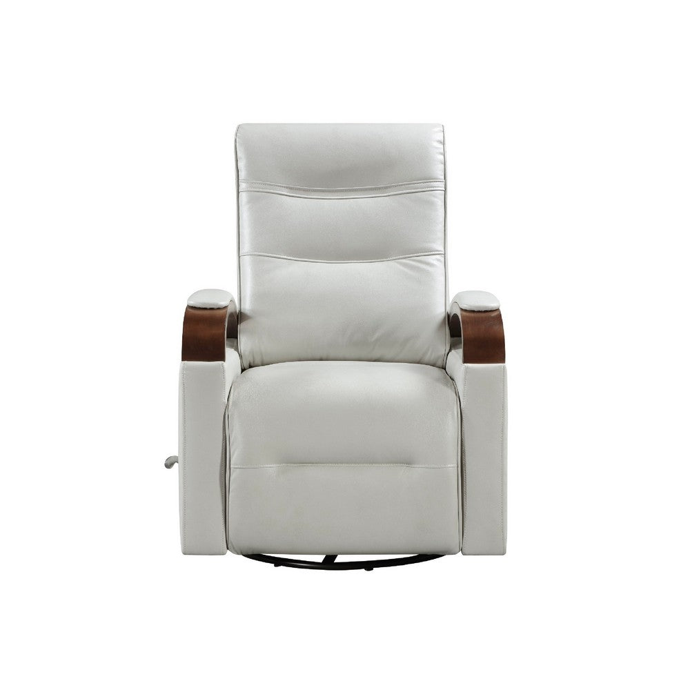 Benjara Gex Swivel Glider Manual Reclining Chair, Smoke Gray Faux Leather