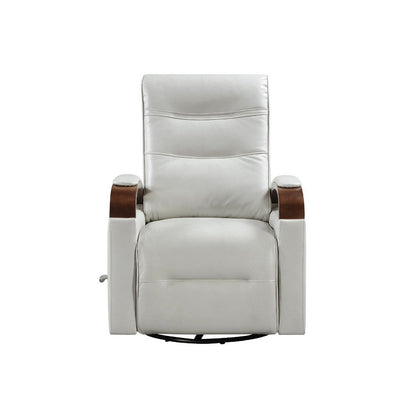 Benjara Gex Swivel Glider Manual Reclining Chair, Smoke Gray Faux Leather