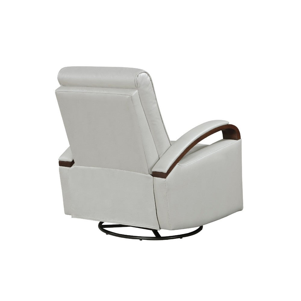 Benjara Gex Swivel Glider Manual Reclining Chair, Smoke Gray Faux Leather