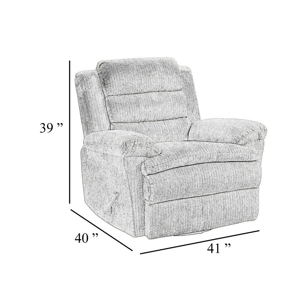 Benjara Oxy Swivel Manual Reclining Chair, Foam Pillow Arms, Brown Microfiber