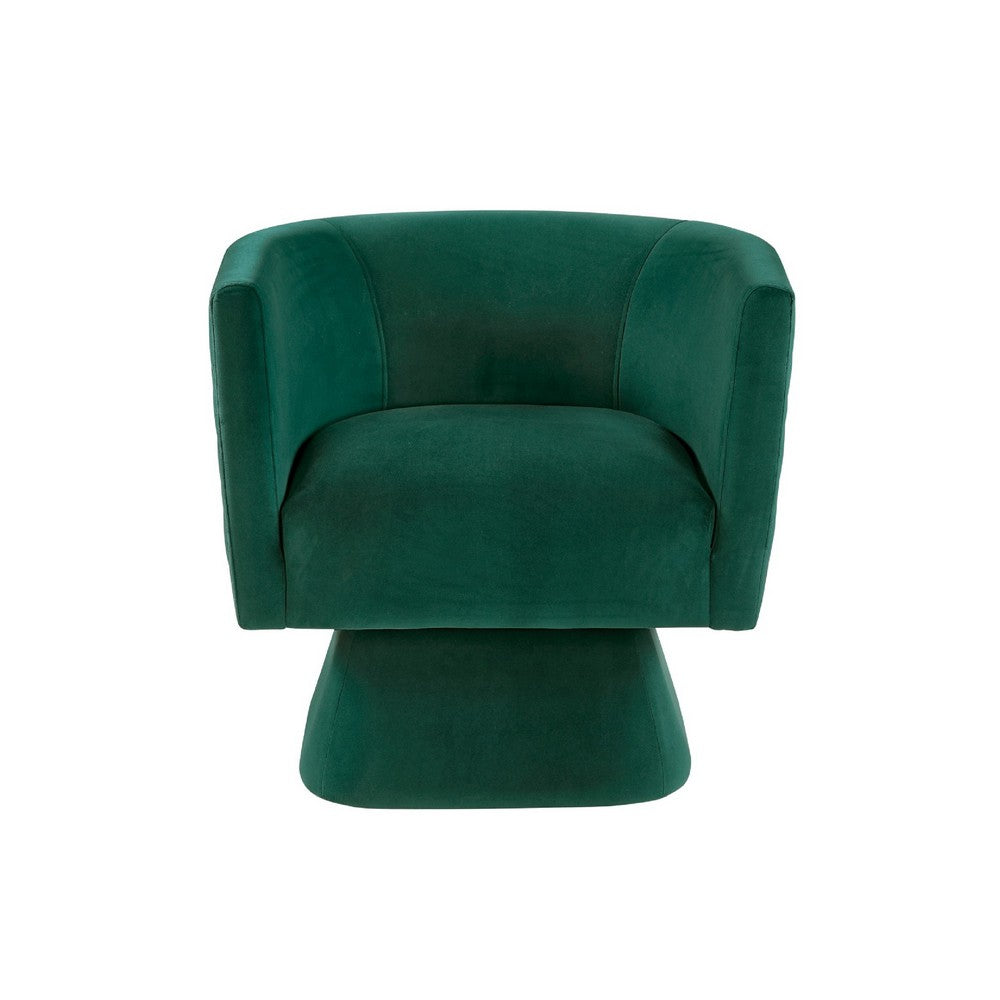 Benjara Cabe Swivel Accent Armchair, Diamond Stitch Back, Emerald Green Velvet