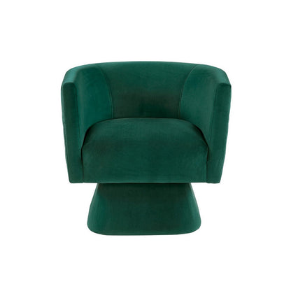 Benjara Cabe Swivel Accent Armchair, Diamond Stitch Back, Emerald Green Velvet