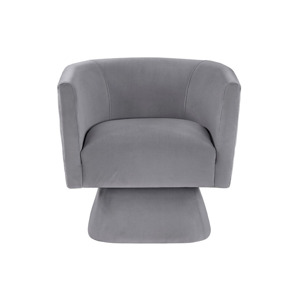 Benjara Cabe Swivel Accent Armchair, Diamond Stitch Back, Modern Gray Velvet
