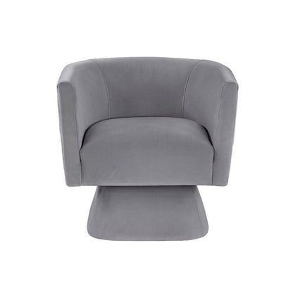 Benjara Cabe Swivel Accent Armchair, Diamond Stitch Back, Modern Gray Velvet