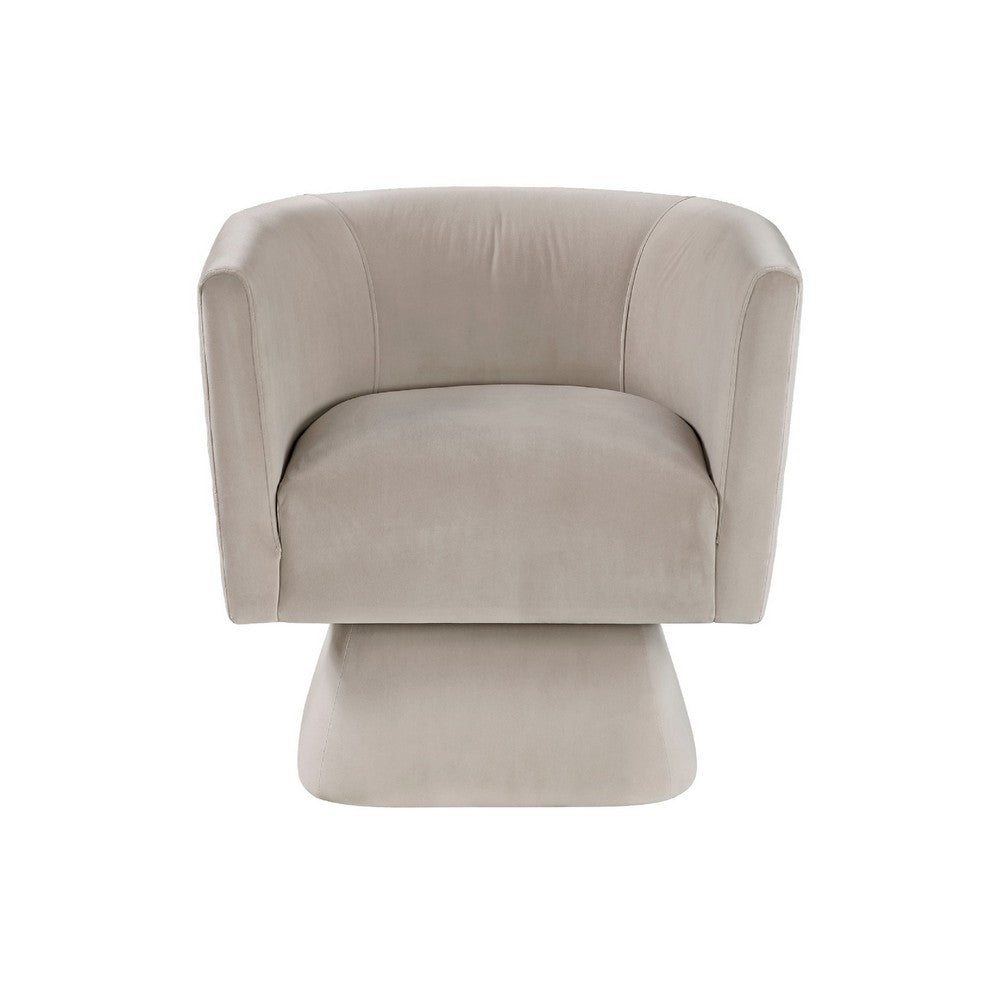 Benjara Cabe Swivel Accent Armchair, Diamond Stitch Back, Taupe Brown Velvet