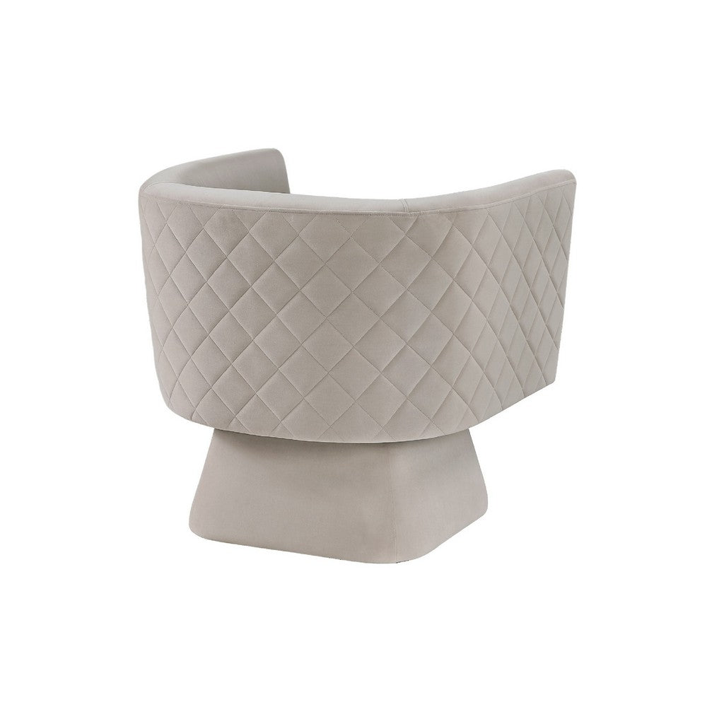 Benjara Cabe Swivel Accent Armchair, Diamond Stitch Back, Taupe Brown Velvet
