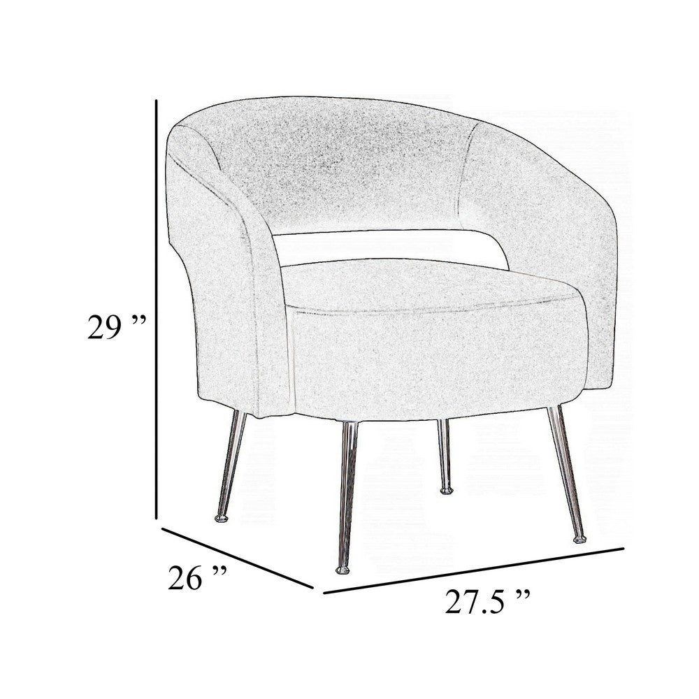 Benjara Noel Accent Chair, Curved Open Back, Taupe Brown Velvet, Gold Metal Legs