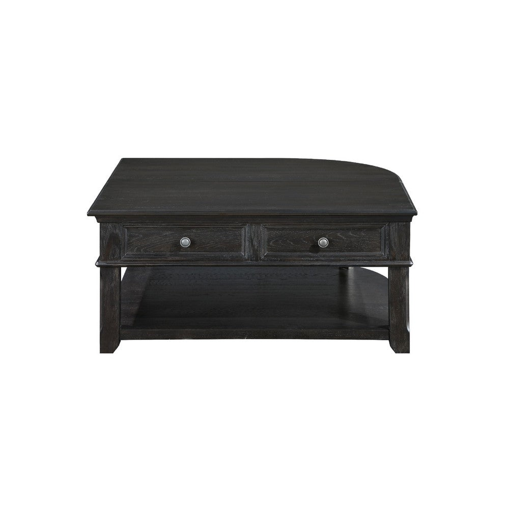 Benjara Riel Cocktail Coffee Table w Storage, 38 Inch Lift Top, Charcoal Black